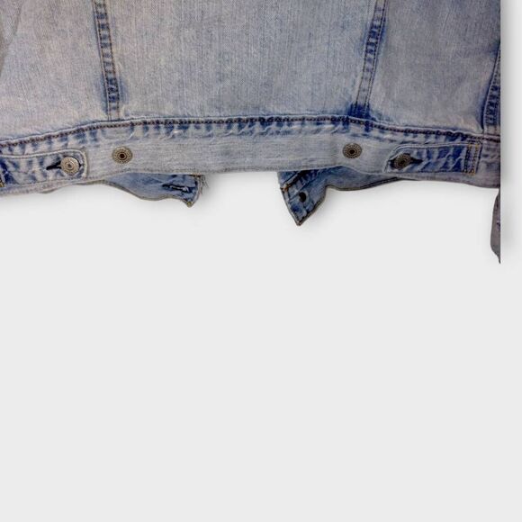 Levis Original Denim Light-Wash Slim Fit Trucker Button Jacket Faded‎ Distressed - Picture 10 of 15